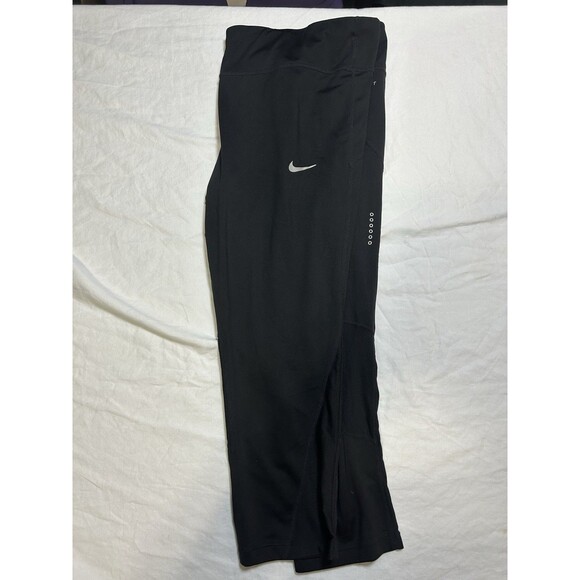 Nike Women’s Dri-FIT Compression Pants 2X Black Panels w/ Zipper Pocket - Picture 1 of 6